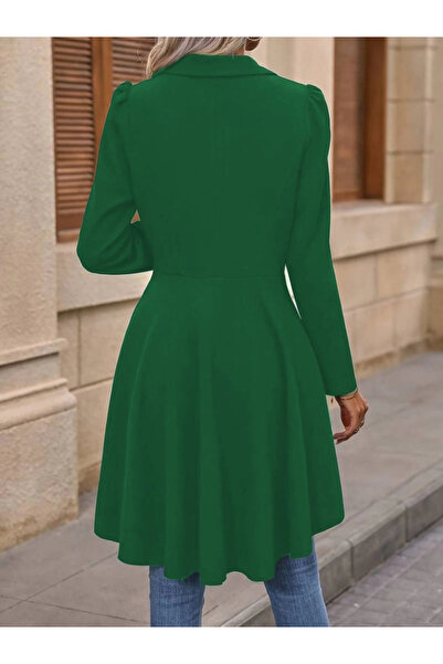 Silerra Women's Long Sleeve Lapel Front Button Long Atlas Blazer Jacket