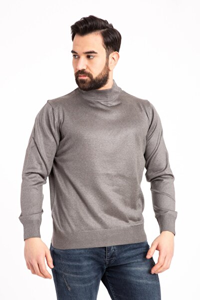 Mutlu City Чоловічий тонкий вовняний трикотаж, прямий крій, комір-стійка, кофта з коміром-стійкою 5140