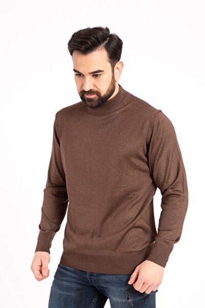 Mutlu City Чоловічий тонкий вовняний трикотаж, прямий крій, комір-стійка, кофта з коміром-стійкою 5140