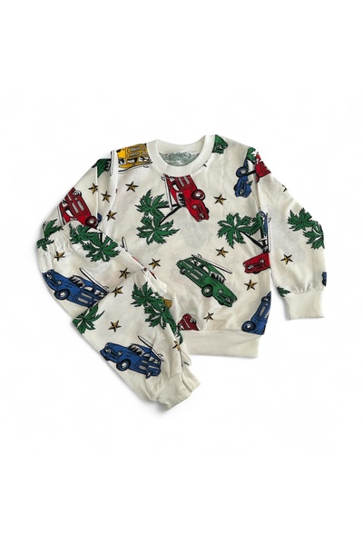 Arya Nisa Kids ERKEK ÇOCUK ARABA BASKILI %100 PAMUK MEVSİMLİK TAKIM