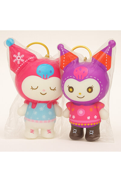 Srctech Sukuşi Kuromi Figürlü Yumuşak Mor Pembe Anahtarlık 2'li - 8 CM Yeni M...