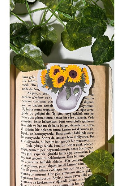 Handeto Kraft Semn de carte magnetic cu tema floarea-soarelui într-o vază