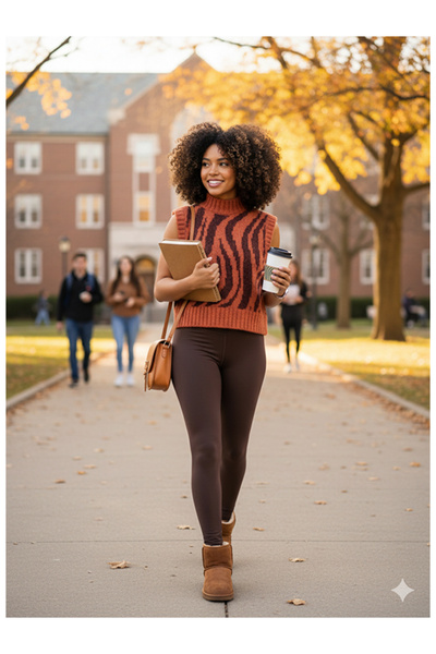 Namaste Vintage Turuncu kahve desenli yarım balıkçı yaka kalın süveter