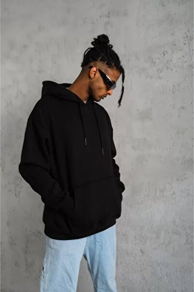 ARONA Mdb Men's Plain Hoodie Weat Black