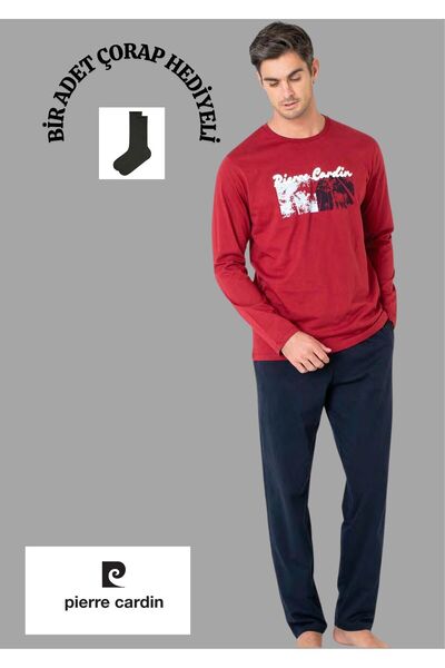 Pierre Cardin 100% Cotton Crew Neck Pajama Set with Pockets Thclvr66Pc