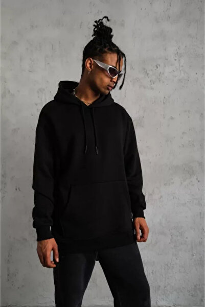 ARONA Mdb Men's Plain Hoodie Weat Black