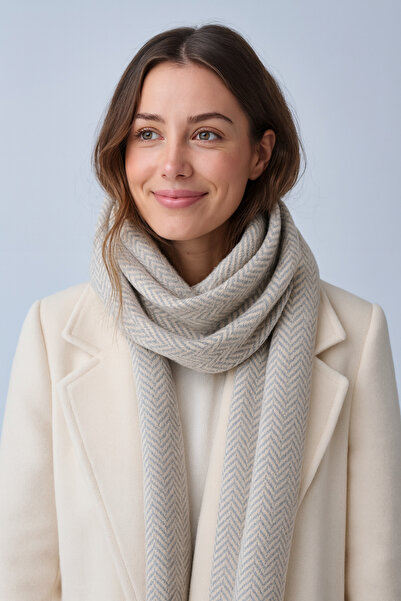 Sebir Moda Herringbone Patterned Knitwear Scarf