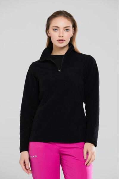 2AS Price Yarım Fermuarlı Kadın Polar Siyah