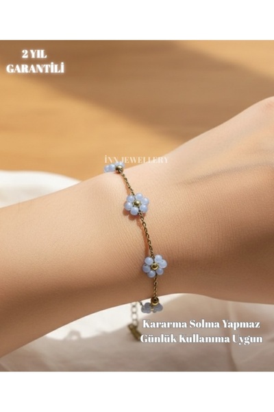 İNN JEWELLERY سوار VIP ذهبي من الفولاذ 316L بتصميم زهرة الأقحوان (قطعة واحدة)