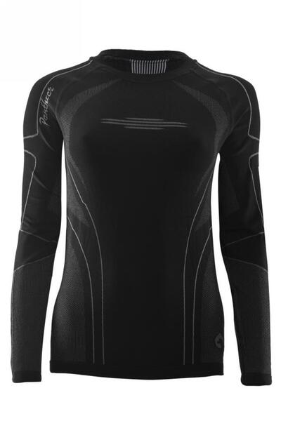 Panthzer Κεραμικό μακρυμάνικο γυναικείο εσώρουχο Polygiene Μαύρο/Γκρι