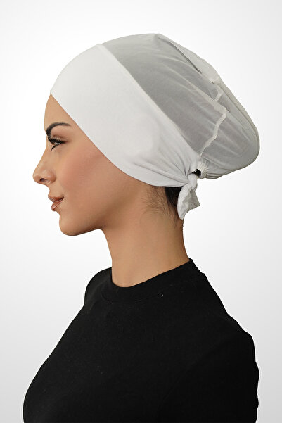Şalcenneti.com Breathable Mesh Air Conditioned Bonnet – Seamless Front, White Color for Daily and Sports Use