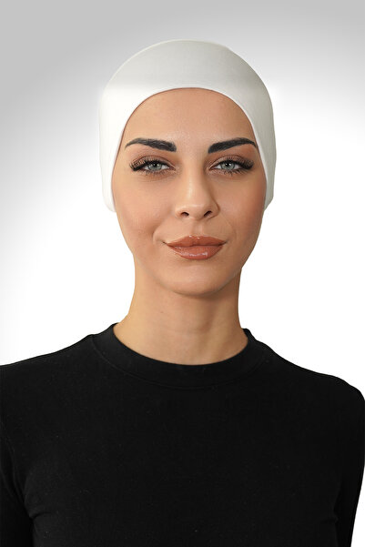 Şalcenneti.com Breathable Mesh Air Conditioned Bonnet – Seamless Front, White Color for Daily and Sports Use