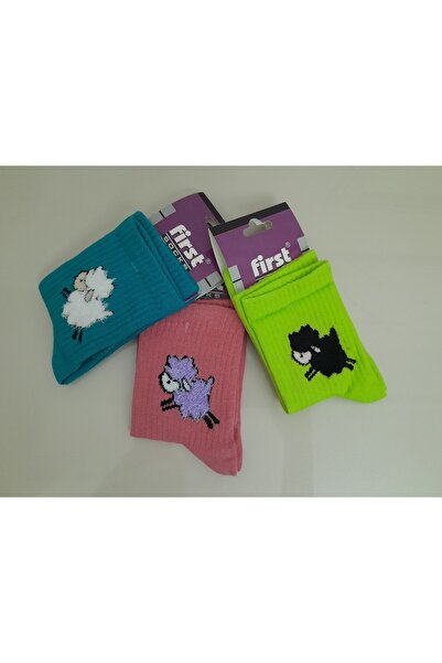 First Kısa Çorap Renkli Kokulu Yumuşak Burun Dikişsiz Yıkamalı 3 Adet