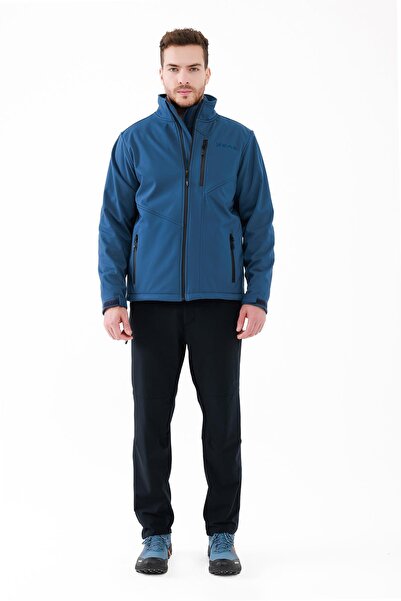 2AS Мъжко яке с мека шел качулка в тъмносин нюанс