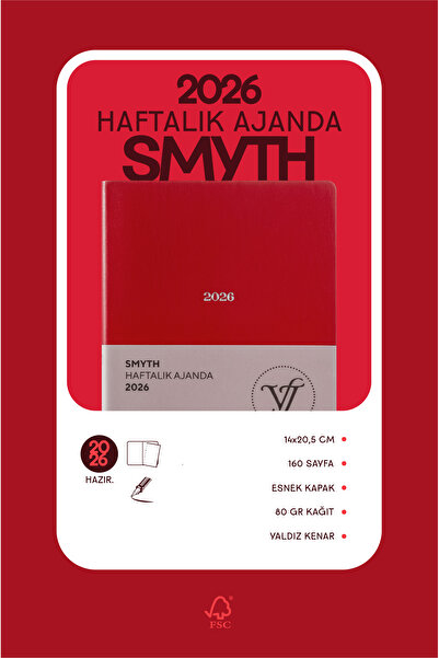 Victoria's Journals Smyth 2026 Haftalık Ajanda A5 (14x21cm) Esnek Kapak Ivory 80 gr.