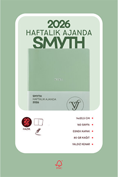 Victoria's Journals Smyth 2026 Weekly Agenda A5 (14X21Cm) Flexible Cover Ivory 80 Gr.