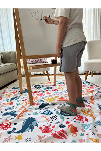 yorni Ocean 150x300cm Sıvı Geçirmez Çok Amaçlı Örtü, ister Yerde ister Masada Kullan, Makinede Yıkanabilir