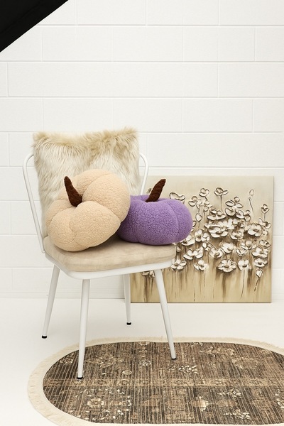 Madame Clean Home Teddy Decorative Pumpkin Cushion/Pillow