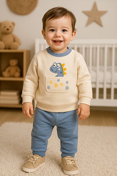 MyPrettyBaby طقم ملابس شتوية للأطفال الذكور مكون من قطعتين بتصميم ديناصور مع ...