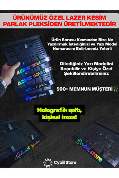 CybillStore Kişiye Özel Motor Plaka Hologram Yazı İstediğinizi Yazdırın