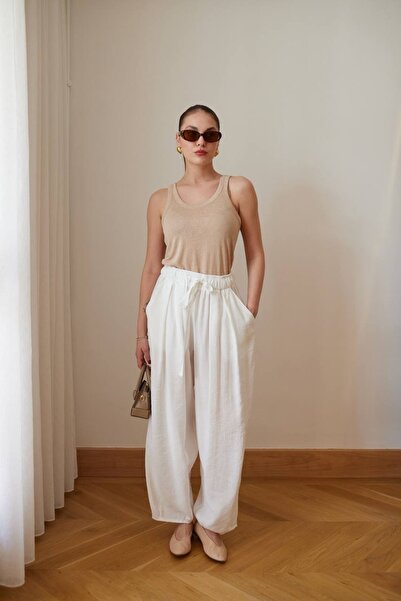 NK Women's High Waist Elastic Relaxed Fit Cotton Trousers – Solana