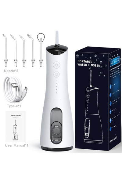 OEMTOOLS Irigator oral profesional Siillk portabil fără fir, 4 moduri, IPX7, 300 ml, alb/gri,