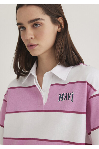 Mavi Τυπικό μπλουζάκι πόλο με ροζ ριγέ λογότυπο 1613005 -89359