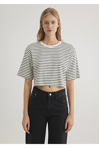 Mavi Tricou decupat cu dungi Crop / Scurt1612700-85308