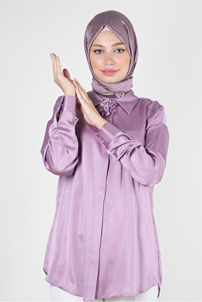 Alvina ÇİÇEK DETAYLI GÖMLEK YAKA BLUZ 43799