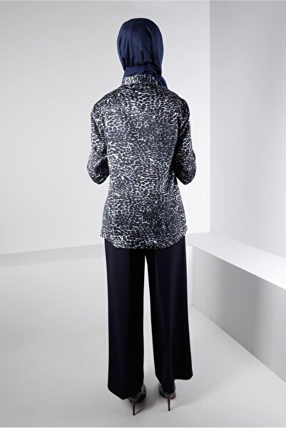 Alvina Leopard Printed Satin Blouse 43410