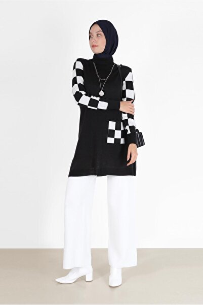 Alvina SQUARE PATTERNED POCKET KNIT TUNIC 42022