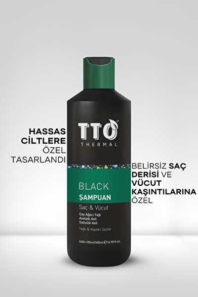 TTO Saç ve Vücut Şampuanı Arındırıcı Bakım 400 + 100 ml Salisilik ve Azelaik Asit Thermal Black