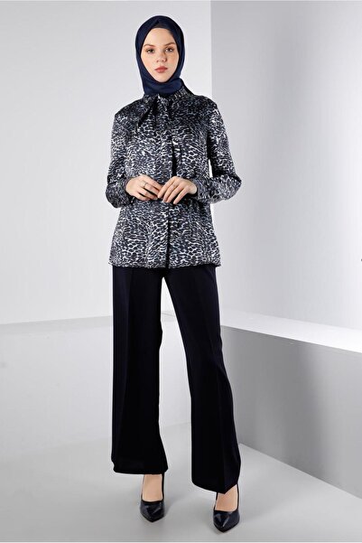 Alvina Leopard Printed Satin Blouse 43410
