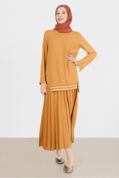 Alvina SILVERY RIBBANED BUTTONED DOUBLE SKIRT SUIT 42607