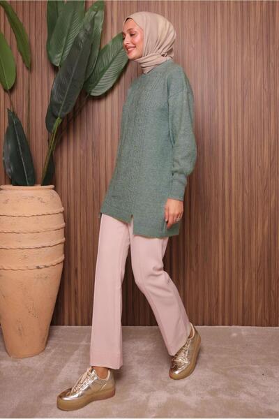 TRENDTESETTÜR Women's Green (Mint) Knitwear Tunic t 2307