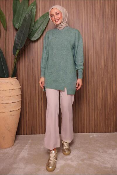 TRENDTESETTÜR Women's Green (Mint) Knitwear Tunic t 2307