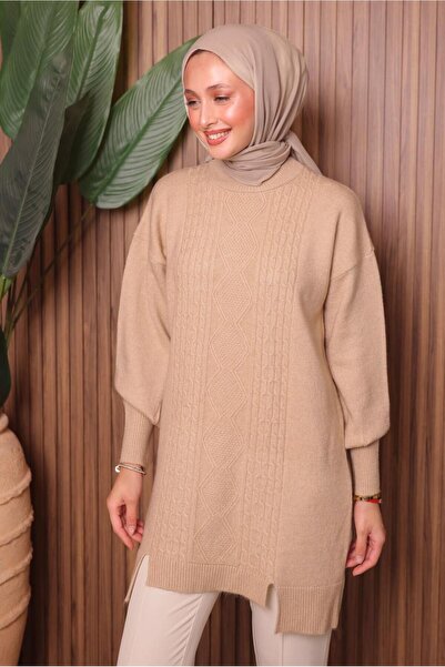 TRENDTESETTÜR Women's Beige Knit Tunic t 2307