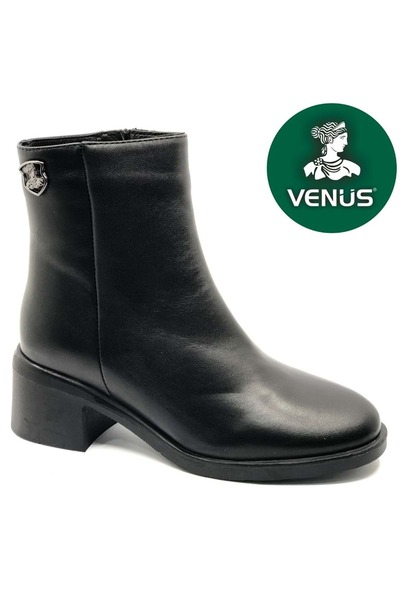 Venüs Γυναικείες μπότες casual με φερμουάρ από γνήσιο δέρμα 2551402K - Μαύρο - 36