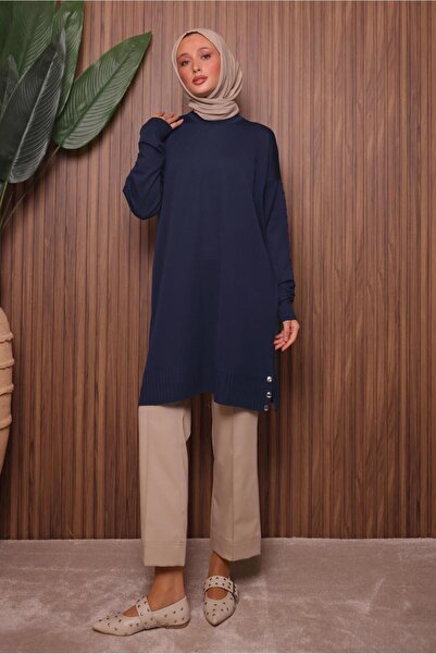 TRENDTESETTÜR KADIN LACİVERT TRİKO TUNİK T 8007