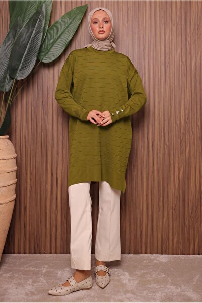 TRENDTESETTÜR Women's Green (Acid) Knitwear Tunic t 7007