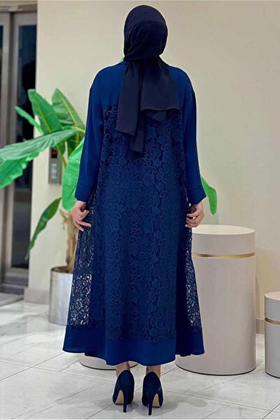 TRENDTESETTÜR ЖІНОЧА ТЕМНО-СИНЯ МЕРЕЖИВНА СУКНЯ АБАЯ 0387