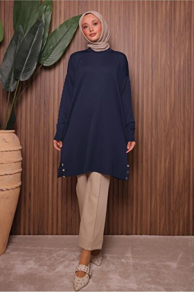 TRENDTESETTÜR KADIN LACİVERT TRİKO TUNİK T 8007