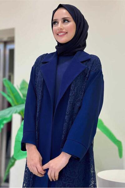 TRENDTESETTÜR ЖІНОЧА ТЕМНО-СИНЯ МЕРЕЖИВНА СУКНЯ АБАЯ 0387