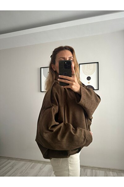 TB Butik Brand Equivalent Suede Zippered Bomber Jacket