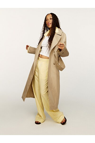 GAP Kadın Sarı Organik Pamuk Poplin Boxer Şort