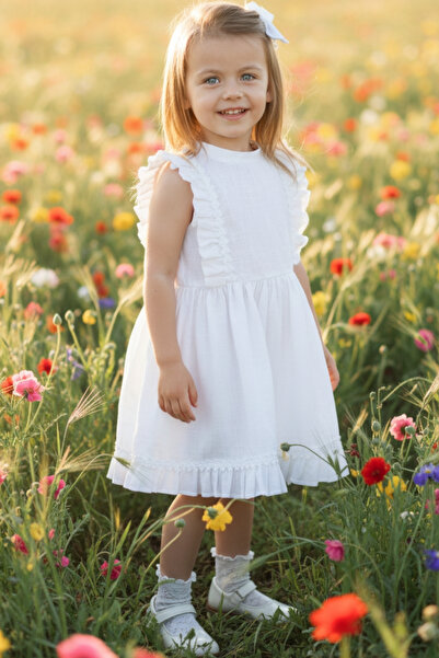 Parla Kids Eloise Baby Girl White Scallop Buckle Set - Elb-0084