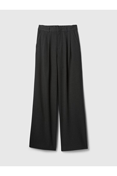 GAP Kadın Siyah High Rise Brushed Twill Pileli Pantolon