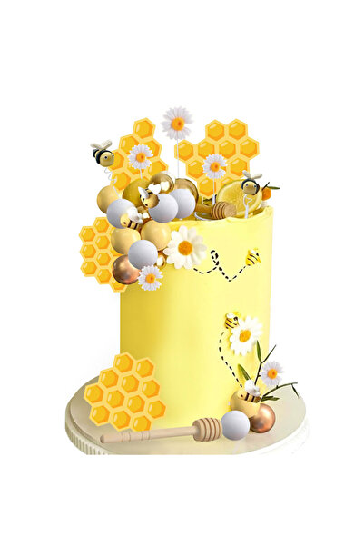 Choice 31 قطعة من زينة كعكة النحل على شكل برطمان عسل وزينة كعكة على شكل قرص العسل لحفل استقبال المولود الجديد بموضوع النحل