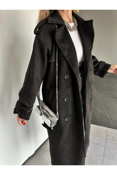 My Blog Siyah Süet Trenç - 9608