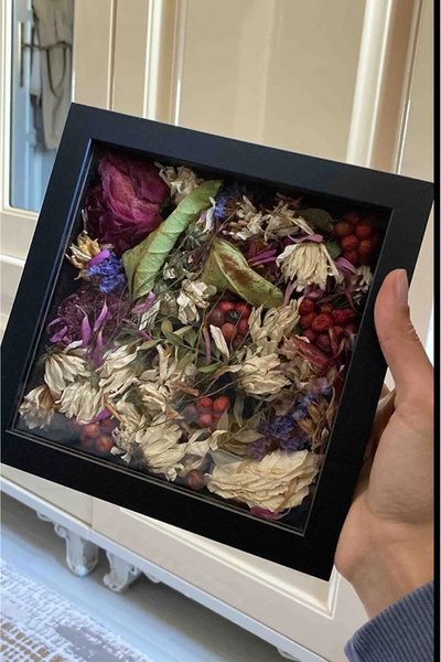 Sevcan sanat atölyesi إطار ذاكرة 20 × 20 × 3 إطار على شكل زهرة إطار زجاجي بعمق